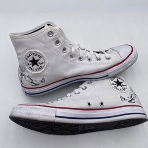 Converse Chuck Taylor All Star High Top Sneakers White Cartoon Graphic Mens Sz 9